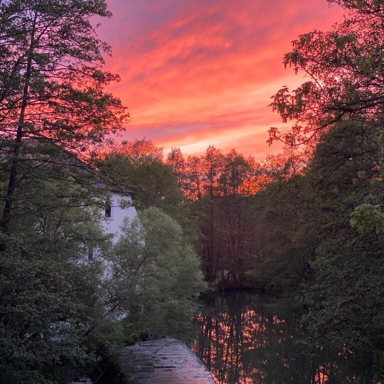 Ferienhaus Die Schleif und Fluss im Sonnenuntergang